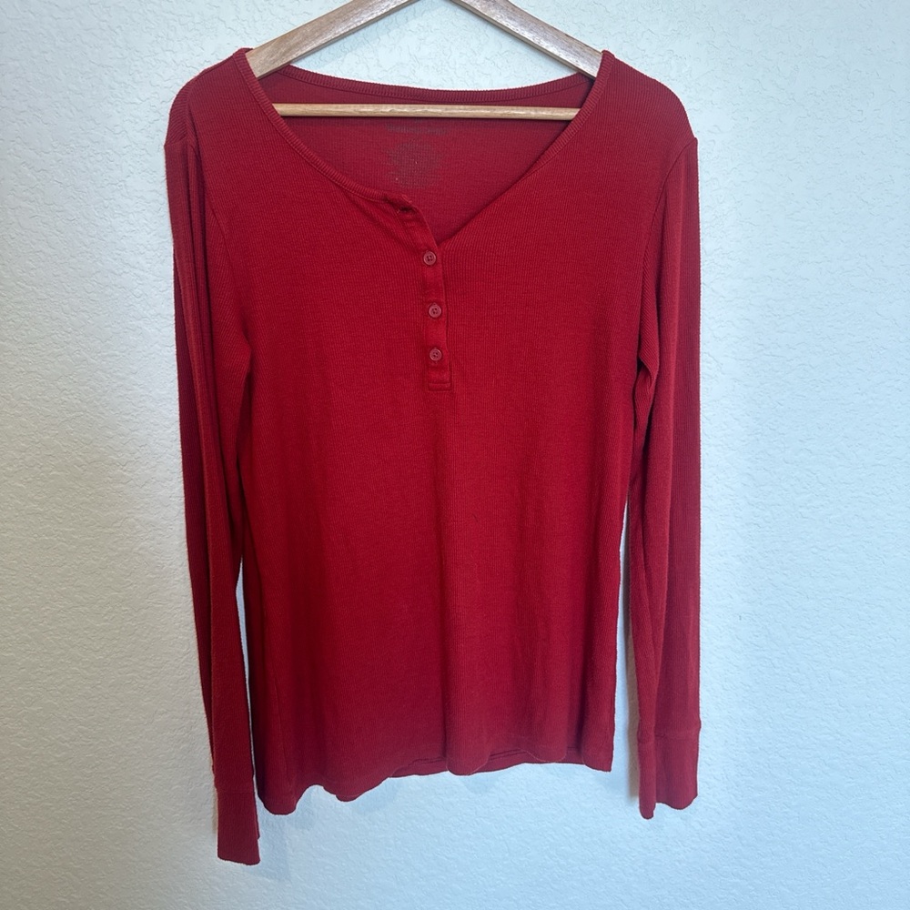 Tommy John Women's Long Sleeve Red Henley